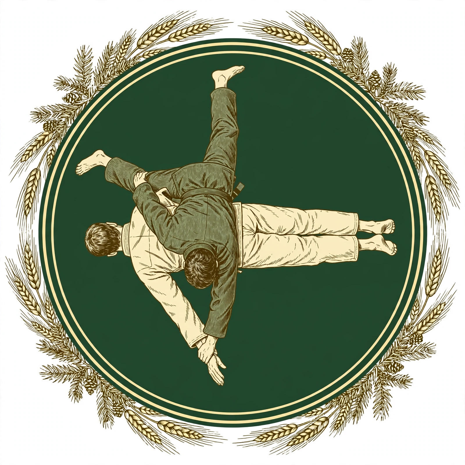 Arm locks artwork — armbar, arm extended between the legs